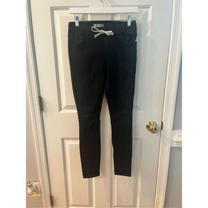 Satin Doll Black Distress Stitched Jogger Style Jeans sz 4
